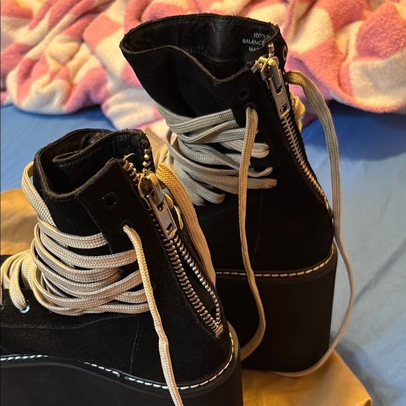 LIKE NEW UNIF Vintage Punk Grunge Black Platform ‘Nobody’ Lace-Up Shoes Rare 8 - Picture 7 of 9